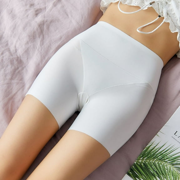 TABLZONE High Waist Underskirt Shorts for Women's, Breathable Safety Pants, Comfortable Ice Silk Fabric, White