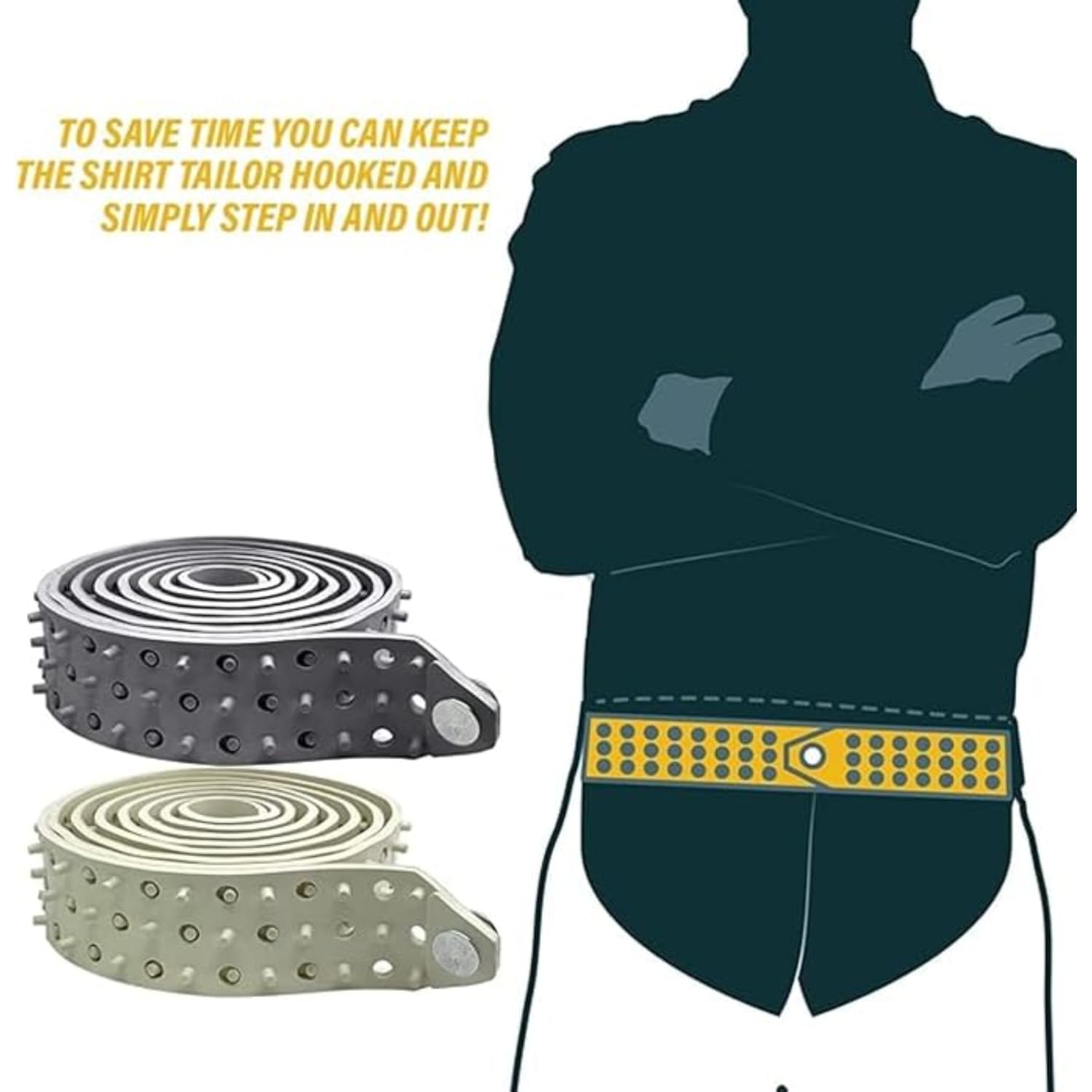 Hero's Pride Shirt Tailor Rubber Belt - Adjustable Shirt Stays for