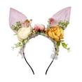 thumbnail image 3 of Diadema con orejas de conejo de Pascua, diadema con flores, accesorios para el cabello encantadores Rosa, 3 of 9
