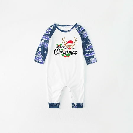 

AXXD Christmas Striped Printing Long Sleeve Jumpsuit Family Clothes Pajamas