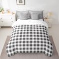thumbnail image 2 of Feelyou Retro Grey Plaid Comforter Set 7pcs, Stripes Lines Buffalo King Bedding Sets, 2 of 8