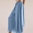 thumbnail image 7 of Women Cotton Lace Trim Wide Leg Pants Summer Casual Cropped Drawstring Elastic Waist Lightweight Trousers with Pockets, 2XL, 7 of 7