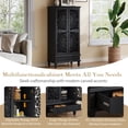 thumbnail image 6 of YIYADO Rustic 55'' Tall Storage Cabinet with Drawer, Decorative 2-Door Carved Wood Accent Cabinet with Solid Wood Legs, High Weight Capacity Sideboard for Living Room, Hallway, Dining Room, Black, 6 of 6