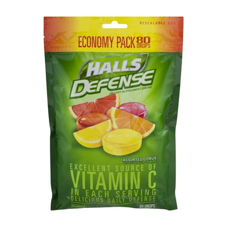 Halls Defense Dietary Supplement Drops Assorted Citrus - 80 CT80.0 CT