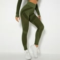thumbnail image 2 of VSSSJ Womens Striped Color Block Yoga Pants Casual Slim High Waisted Buttery Soft Tights Running Workout Gym Tummy Control Stretchy Quick Dry Leggings Army Green XS, 2 of 5