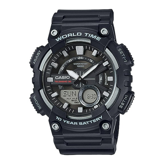 Reloj CASIO AEQ-110W-1AVCF World Time 10 Year Battery, Illuminator-Negro negro 53 mm Casio Casio AEQ-110W-1AVCF