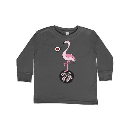 

Inktastic Be Yourself Flamingo Gift Toddler Boy or Toddler Girl Long Sleeve T-Shirt