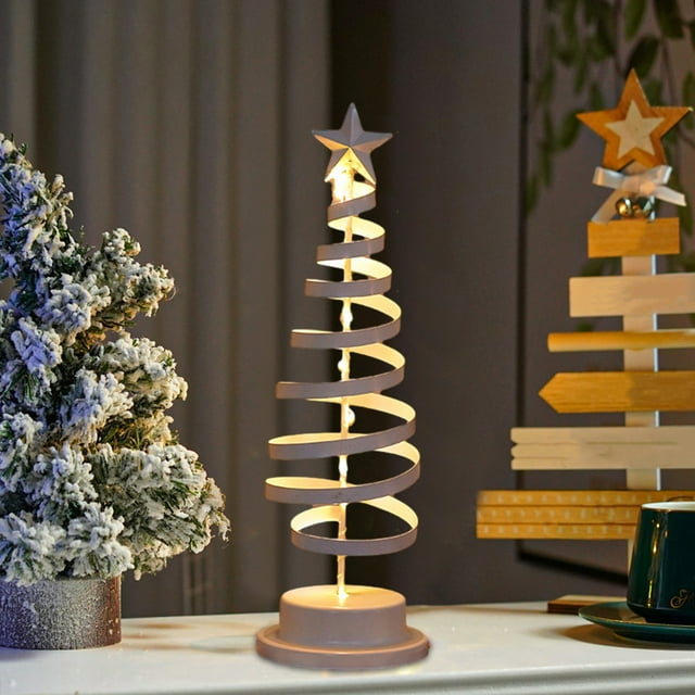 Sentmoon Up to 90% Off Christmas Decorations Christmas Tree Table Lamp Christmas Tree Table Lamp Battery Powered 30LED Bright And Safe Warm Gold Bedroom Stair Light (Christmas, Warm White) Christmas