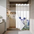 thumbnail image 4 of Spring Flowers No Hook Shower Curtain with Snap in Liner Watercolor Country Gradient Blue Dandelion Floral Leaf Waterproof Bathroom Shower Curtain with See Through Top Window for Bathtub 54" x 78", 4 of 9