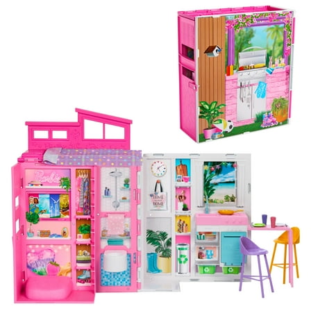 Barbie Getaway House, Doll House Playset with 4 Play Areas, 2 Chairs, 360-Play & Accessories