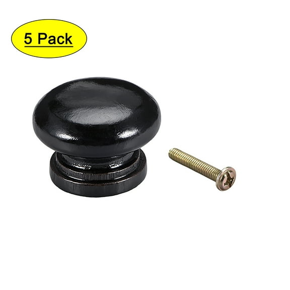 Uxcell 34mm Dia Furniture Round Pull Knobs Furniture Kitchen Black 5 Pack