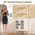 thumbnail image 3 of 58” Pantry Cabinets with Microwave Shelves, Small Kitchen Pantry Storage Cabinet with Adjustable Shelves for Kitchen, Dining Room, Living Room Use (White), 3 of 7