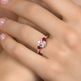 thumbnail image 4 of Gem Stone King 18K Rose Gold Plated Silver Peach Nano Morganite and Red Created Ruby Engagement Ring for Women | 2.50 Cttw | Oval 9X7MM | Gemstone October Birthstone | Size 8, 4 of 6