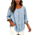 thumbnail image 4 of jobturf Button Down Shirts for Women Casual Loose Striped Long Sleeve Tops Spring Basic Tees Work Blouses Teacher Outfits S-XXXL, 4 of 8