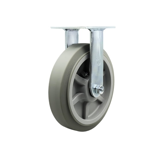 8 Inch Stainless Steel Thermoplastic Rubber Wheel Rigid Caster with Ball Bearing