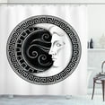thumbnail image 1 of Magic Moon Shower Curtain, Occult Look Dotted Crescent Moon in Antique Style Ornaments Pattern, Fabric Bathroom Set with Hooks, 69W X 84L Inches Extra Long, Charcoal Grey and White, by Ambesonne, 1 of 3