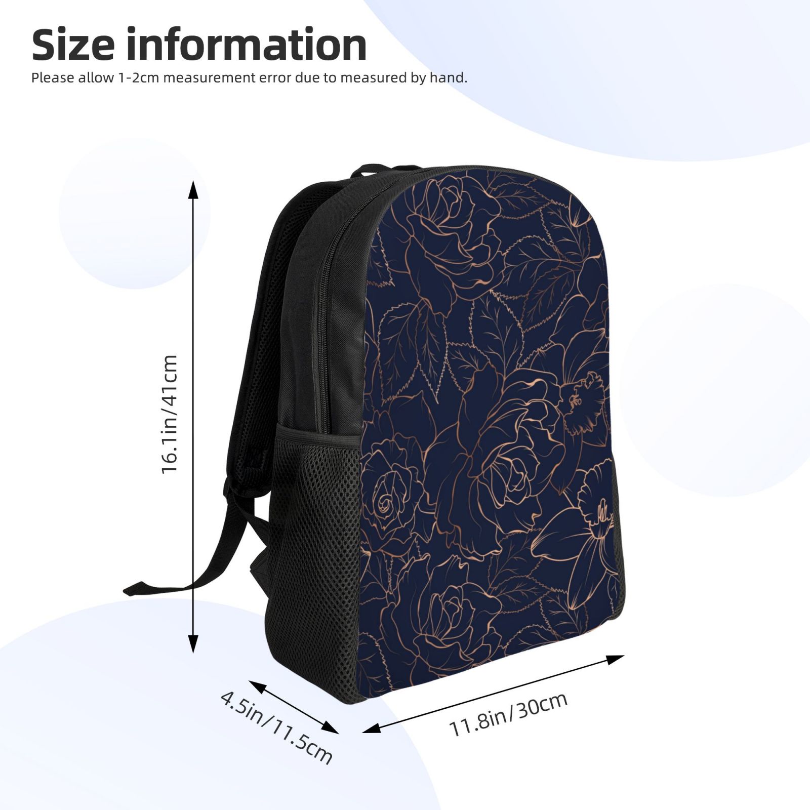 Saiise Copper-Gold Gloss Outline Navy Dark Blue for Backpack for