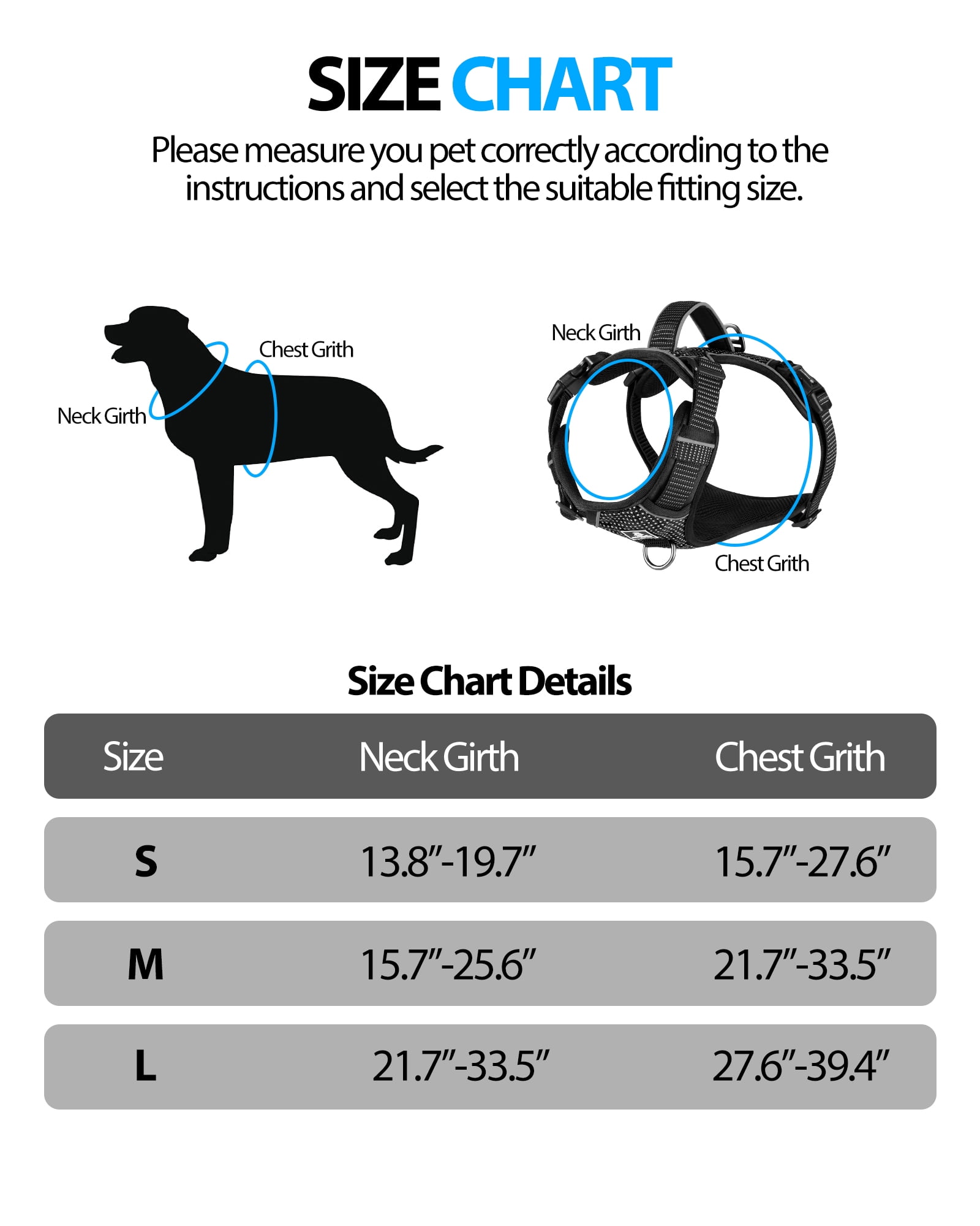 Emperor Pets Black Reflective Dog Harness Medium Sized Dog - No Pull Dog Harness with 2 Leash Clips, Premium Oxford Soft Padded Harness Medium Size Dog, Medium Dog Harness (M, Black)