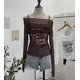 thumbnail image 3 of Camisola de manga larga con protección solar y malla de un solo hombro para mujer, estilo retro Y2K, para chica sexy, traje de dos piezas, atuendos diarios, 3 of 5