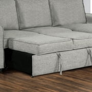Wren 95 Light Gray Right Facing Sleeper Sectional with Storage Fabric Frame
