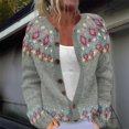 thumbnail image 2 of Wutalume Women's Fair Sweaters Neck Loose Fit Button Up Chunky Sweater Open Front Casual Fall Knit Jacket, Comfortable and Stylish Top for Layering,Dark Gray 2XL, 2 of 4