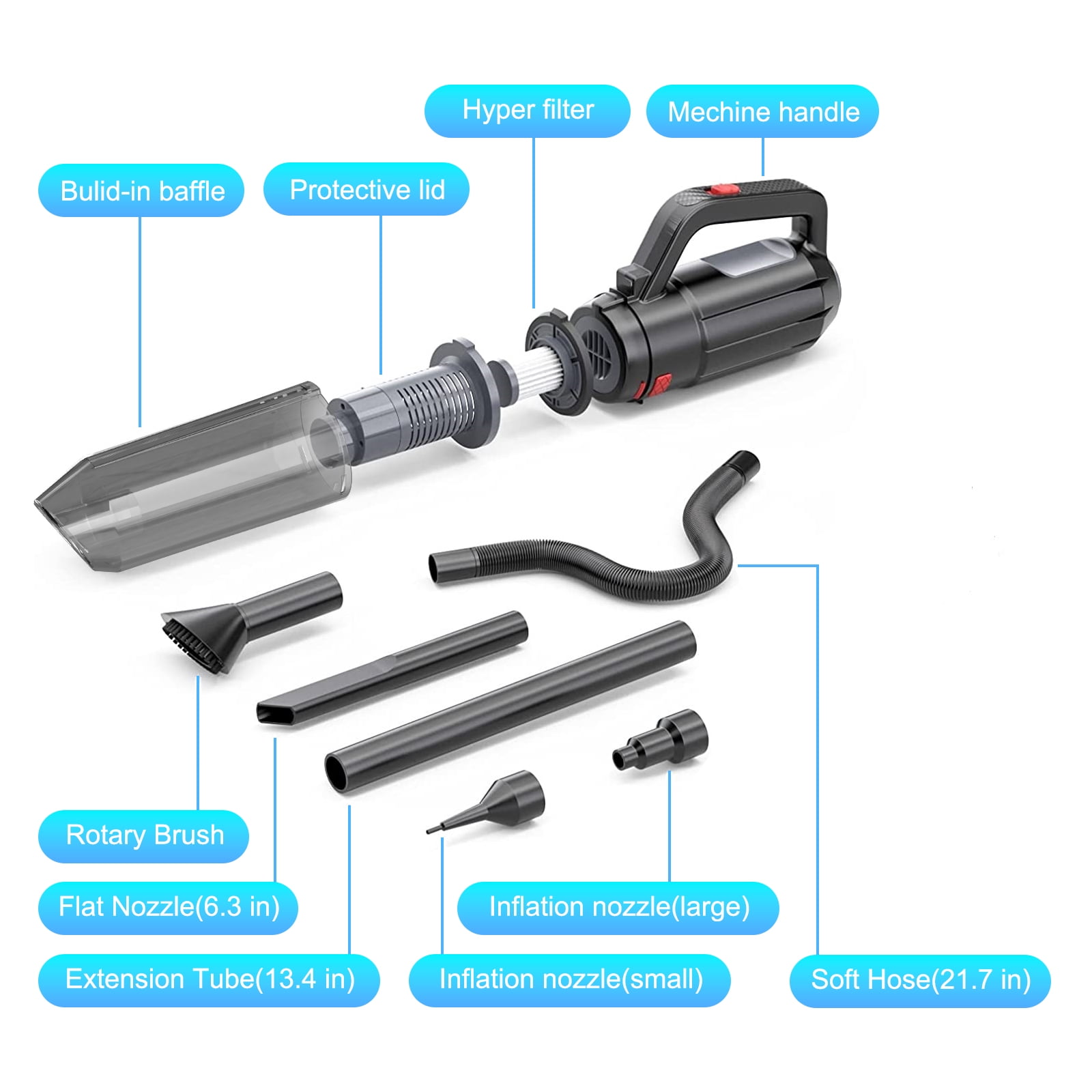 ATUPEN Car Vacuum Cleaner, 9000 PA Handheld Vacuum Cordless Car Dusters Home Office Sofa Pet Hair
