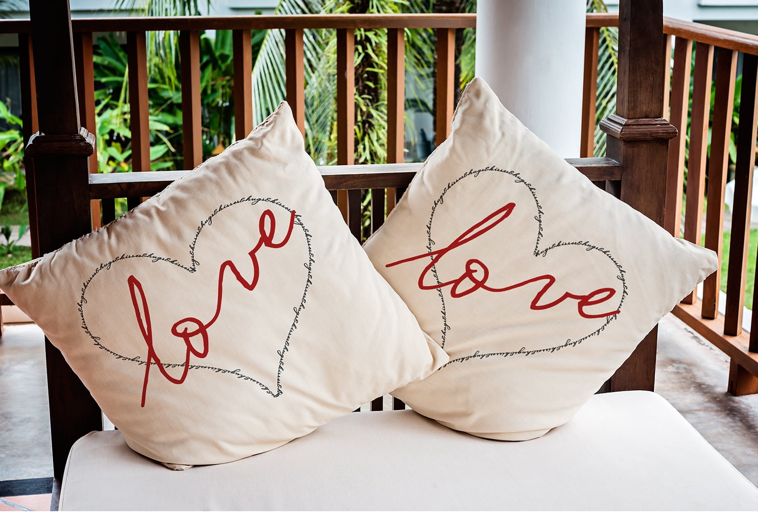 20"x20" Simply Daisy Valentines Love, Hugs & Kisses Poly Indoor/Outdoor Pillow, Red Qty 1