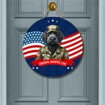 thumbnail image 2 of Happy Father's Day Honoring Veterans Portuguese Water Dog in Army Uniform Round Wood Sign PWD Portie Fishing Dog Lover Hanging Wall Home Decor - 13007, 2 of 5