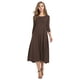 thumbnail image 1 of Vestido informal liso de mujer con cuello redondo, manga larga y largo hasta la pantorrilla - Corte holgado, material resistente, para uso diario/ocasionales, tallas M-XXXL, 1 of 4