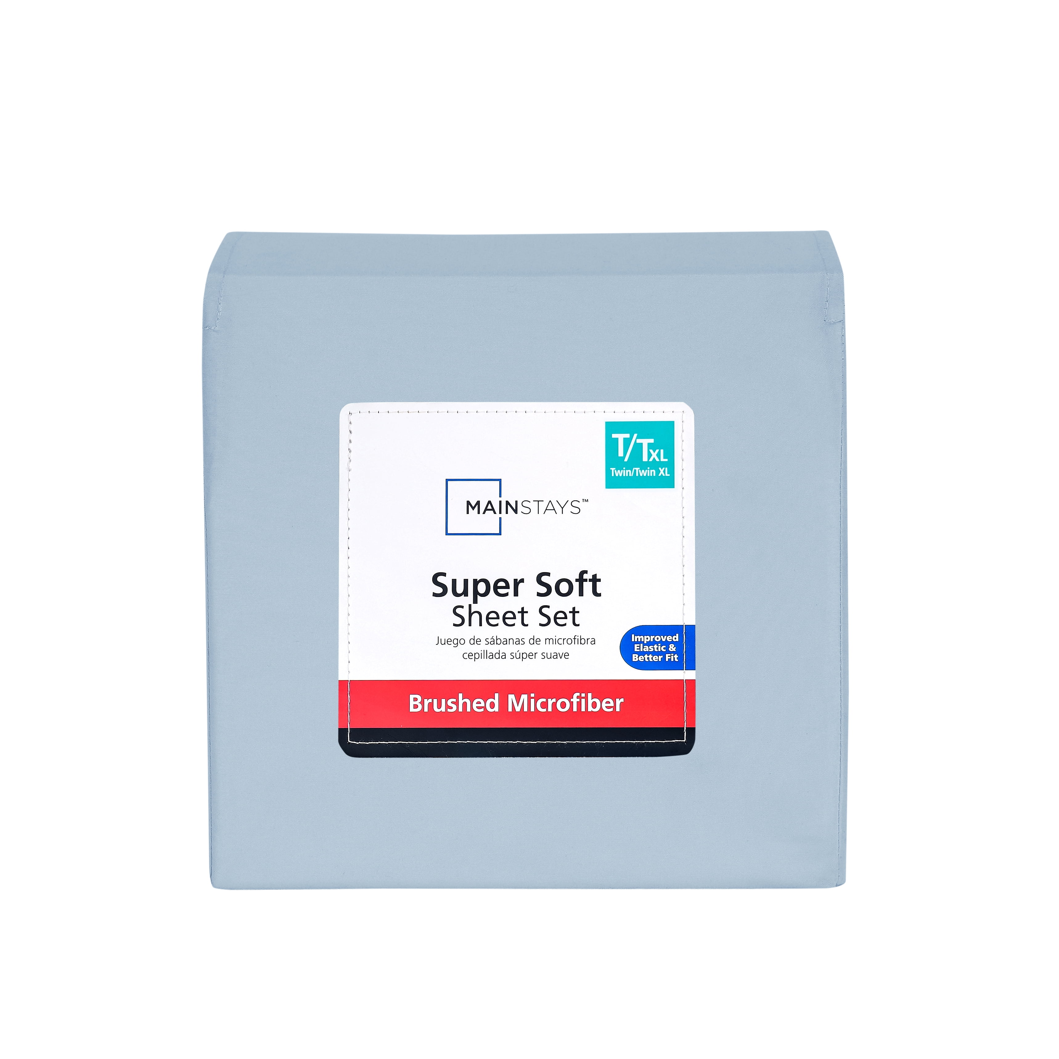 Mainstays Super Soft Brushed Microfiber Bed Sheet Set, Placid Blue, Twin-XL, 3 Piece
