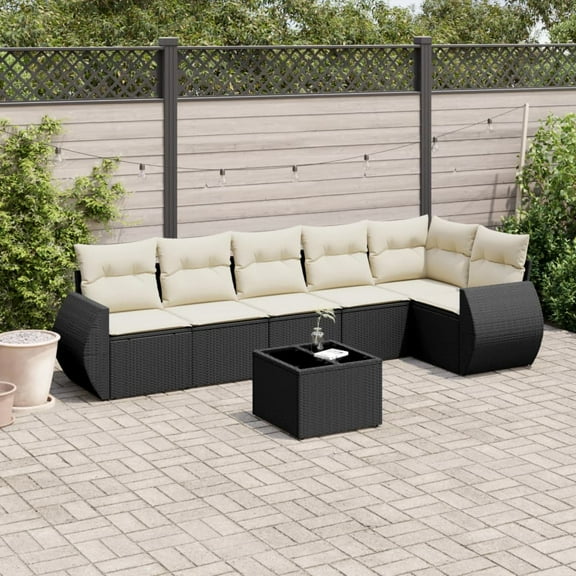 vidaXL Garden Sofa Set Black, Cream White