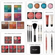 Hot Sugar Complete Makeup Kit for Teenage Girls & Women - Delightful Makeup Set for Kids 10-12 with Essential Products - Includes Tools, Brushes, Eyeshadows, and More! （Gold Check）