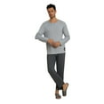 thumbnail image 2 of Grey men's pajama set - long-sleeved and long pants, with a round collar, simple and casual style, suitable for home wear as well as for going out., 2 of 6
