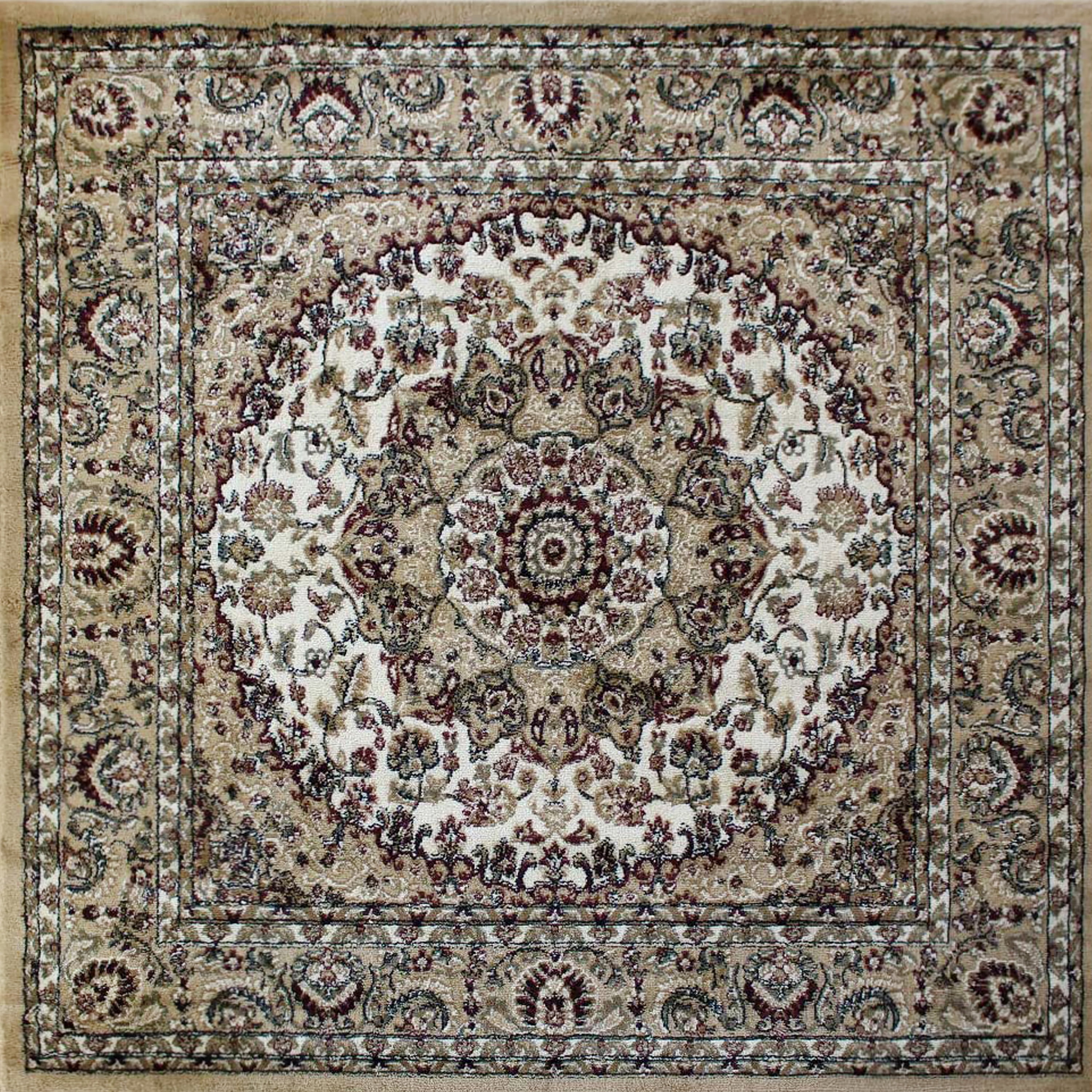 Masada Rugs Traditional Area Rug Design Bellagio 401 (7 Feet 3 Inch X 7 Feet 3 Inch) Square, Ivory