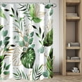thumbnail image 2 of Green Leaves Shower Curtain, Green and Gold Tropical Leaves Shower Curtain Set for Bathroom Waterproof Fabric Watercolor Eucalyptus Bathroom Decor with Hooks, 72x72 Inch, 2 of 6