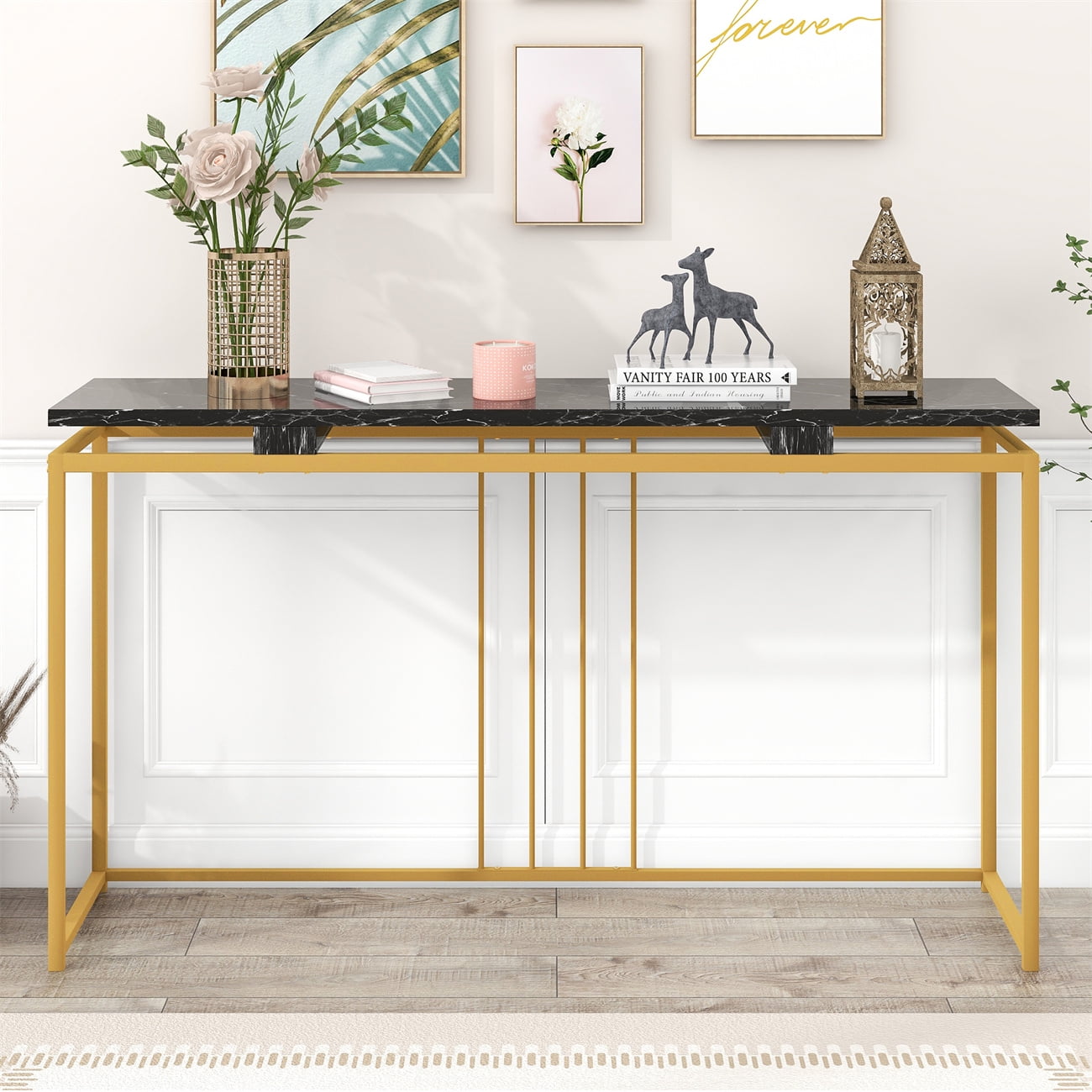 63'' Modern Console Table, Extra Long Entryway Table with Metal Frame ...
