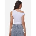 thumbnail image 2 of Women One Shoulder Ruched Crop Tank Tops Casual Off The Shoulder Twist Strap Summer Tanks Tops Going Out Crop Shirts, 2 of 6