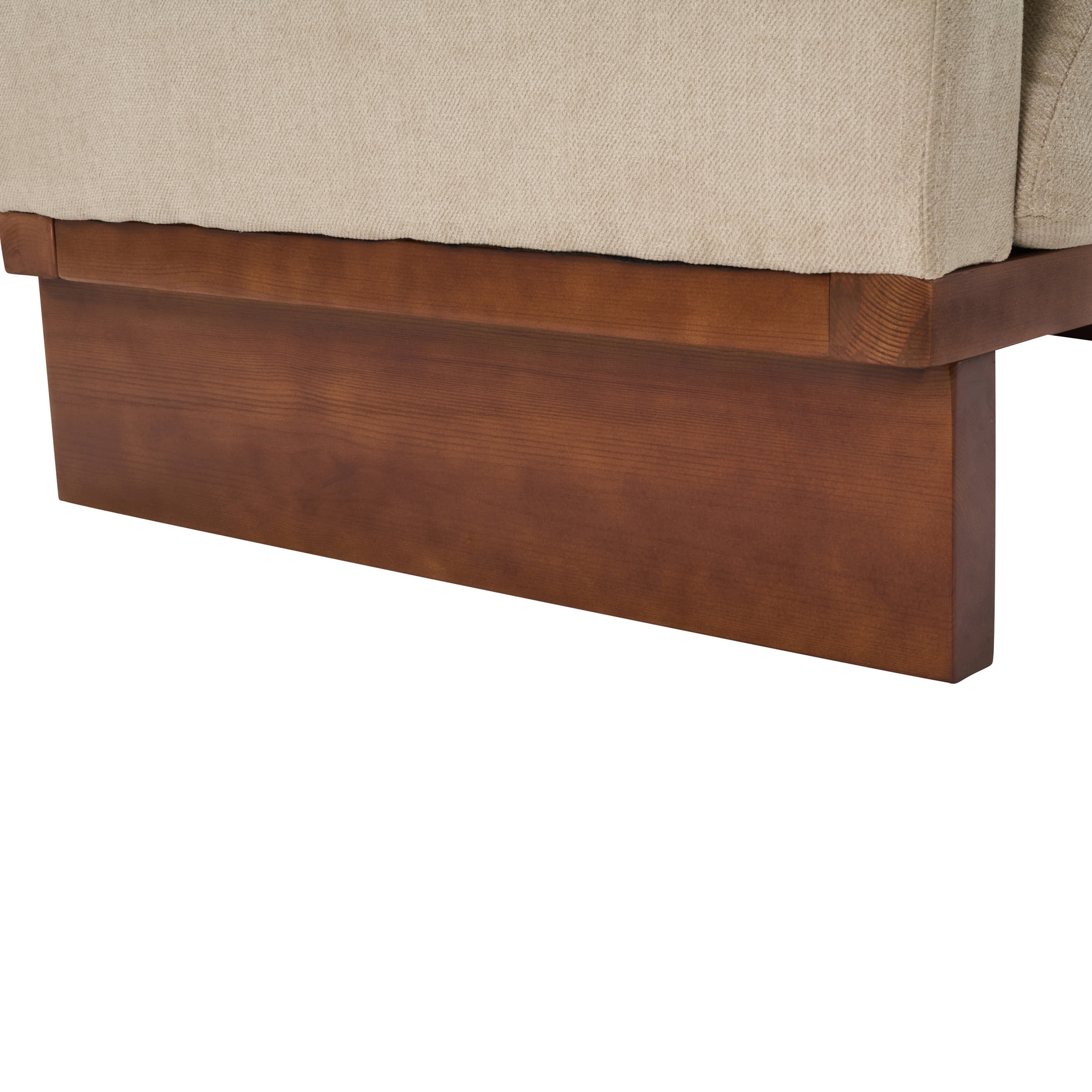 Christopher Knight Home 87" Modern 3-Seater Sofa with Square Arms, Solid Wood Frame, Almond