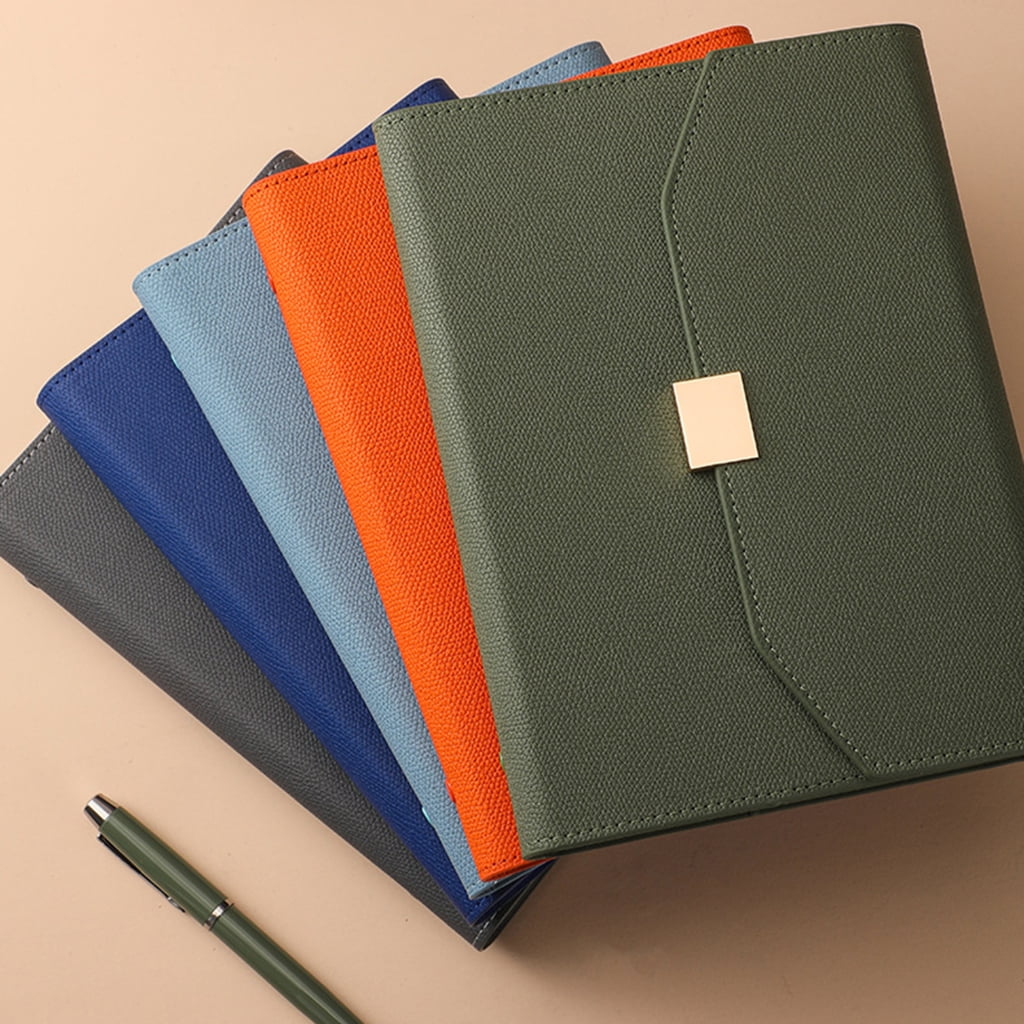 PU1eatherJournal Refillable 6 Rings Binder Notebook with Pen Slot and Card Holder 200Pages Lined for Women Men Student