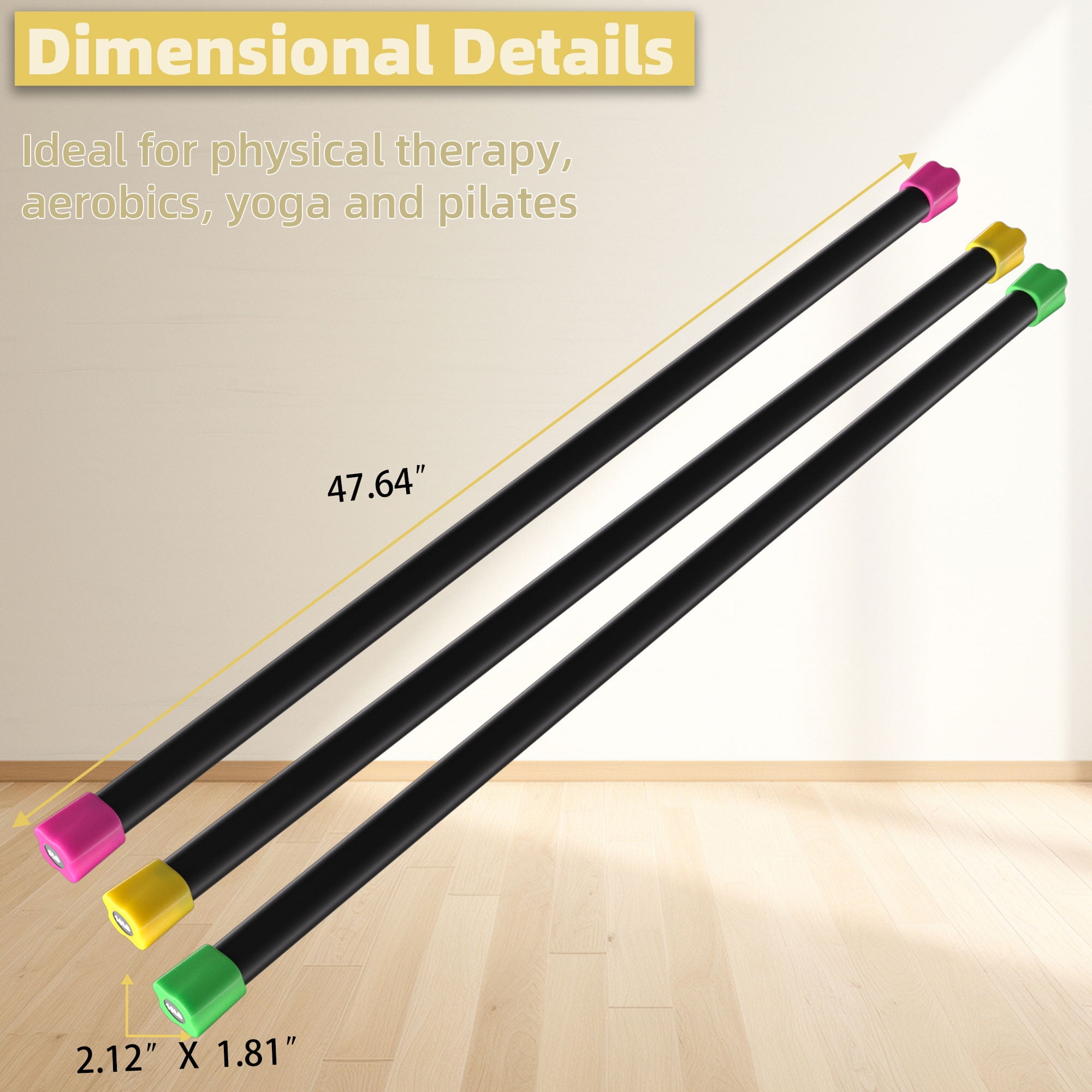 Signature Fitness Total Body Workout & Exercise Weighted Bar w/Grip, 3 Pack