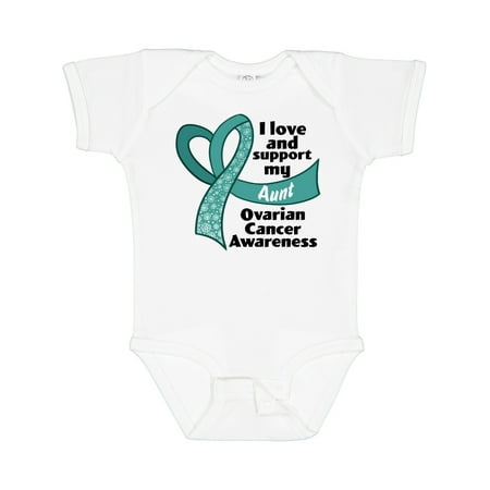 

Inktastic Ovarian Cancer Awareness I Love and Support My Aunt Gift Baby Boy or Baby Girl Bodysuit
