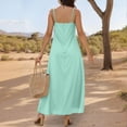 thumbnail image 4 of Antinious Ladies Summer Dress,Casual Beach Dresses for Women,Party Dresses for Women Solid V-Neck Adjustable Strap Dress,Mint Green,M, 4 of 5
