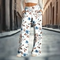 thumbnail image 2 of Erwazi High Waisted Pants for Women Loose Fit Drawstring Waist Wide Leg Print Casual Lounge Trousers, 2 of 6