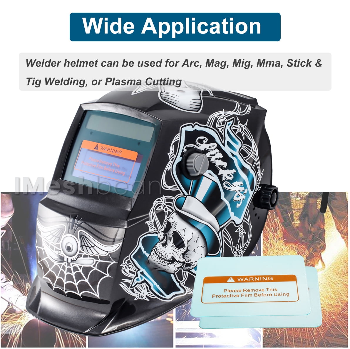 iMeshbean Solar Auto Darkening Welding Helmet Arc Tig Mig Mask Grinding Hood Mask with Bag