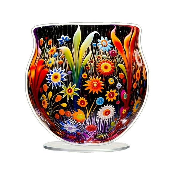 Elegant Acrylic Decorative Figurine With Flower Jar Design Living Room Bedroom Indoor And Garden Décor Utility