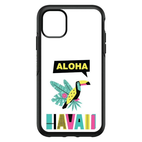 DistinctInk Custom SKIN / DECAL compatible with OtterBox Symmetry for iPhone 11 (6.1" Screen) - Summer Graphics - Aloha Hawaii Yellow Teal Pink