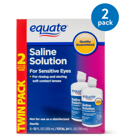 (2 Pack) Equate Saline Solution For Sensitive Eyes, 12 Oz, 2