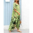 thumbnail image 6 of Cogild Women Swimsuit Cover Ups Ethnic Short Sleeve V Neck Plus Size Beach Kaftan Dresses, 6 of 6