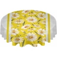 thumbnail image 2 of Spring Floral Round Tablecloth 60 Inch - Waterproof Fabric Table Cloth Protector, Yellow Daisy Botanical Summer Tablecloths Washable Table Cover for Kitchen Banquet Coffee Table Party, 2 of 6