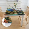 thumbnail image 2 of Acheng Mountain River Palm Trees Square Tablecloth with Elastic Edge 100% Polyester Fiber 46*46, 2 of 8